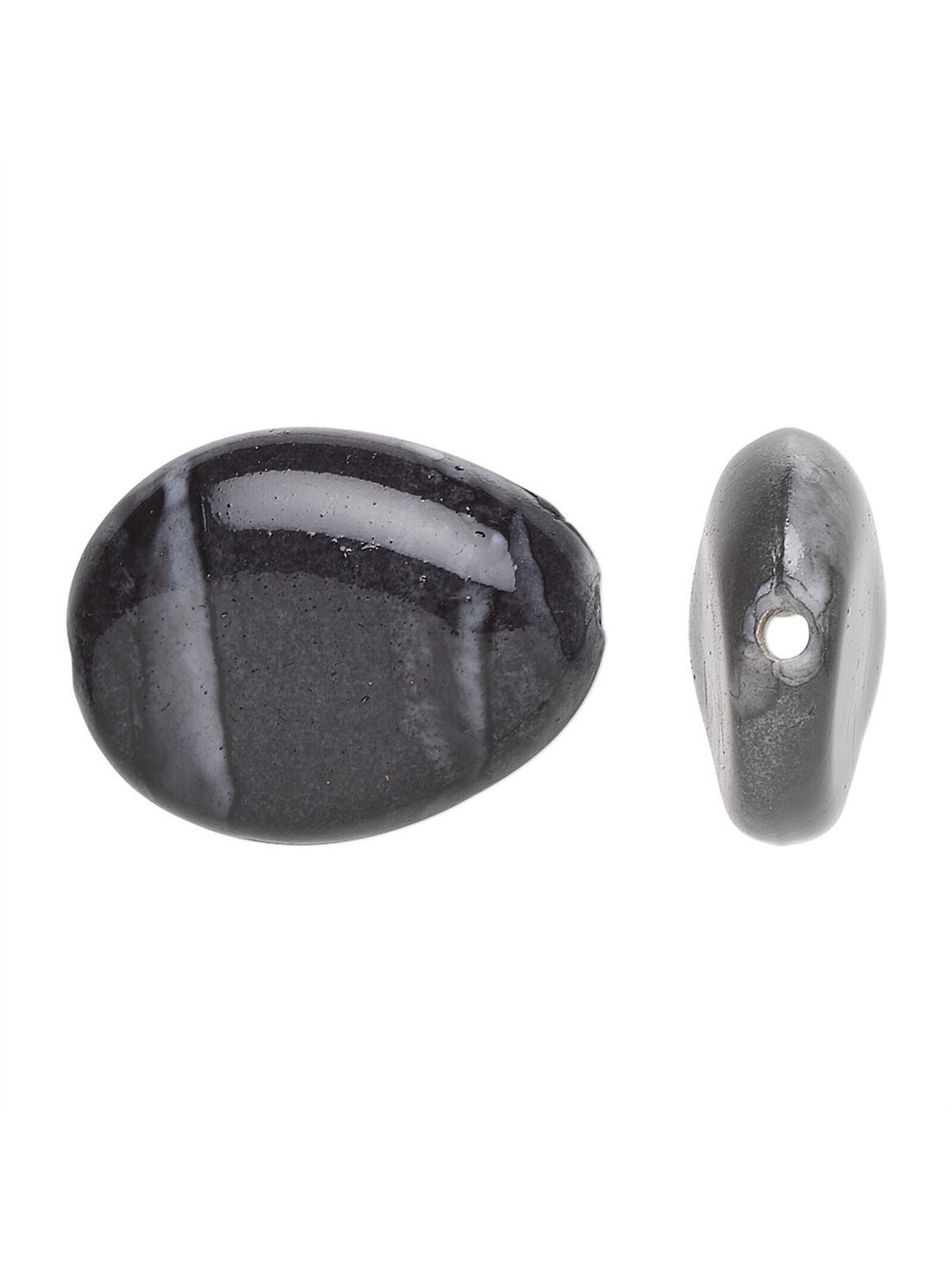 Vintage Y2K 90s Gray White Watercolor Puffed Teardrop Acrylic Beads 8 pcs